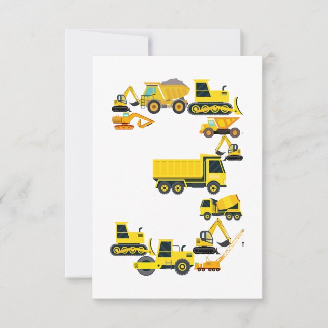 Construction Truck 3 Years Old Kid 3rd Birthday (Front)