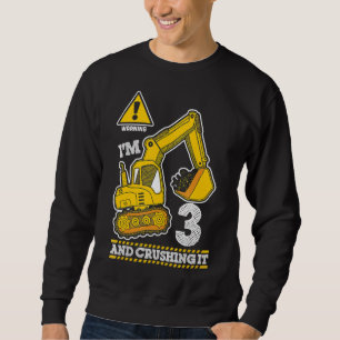 Construction Truck 3rd Birthday 3 Years Old Digger Sweatshirt