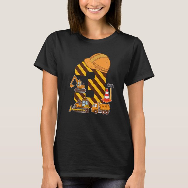 Construction Truck 3rd Birthday Boy Excavator 3 Di T-Shirt (Front)