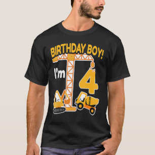 Construction Truck 4nd Birthday 4 Year Old Boy Exc T-Shirt
