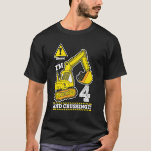Construction Truck 4th Birthday 4 Years Old Digger T-Shirt