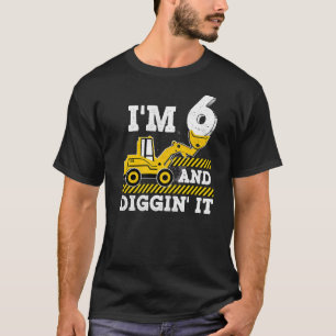 Construction Truck 6th Birthday Boy Excavator6 Dig T-Shirt