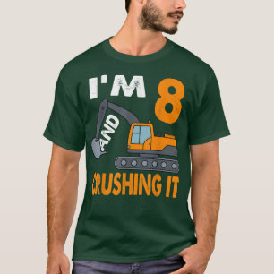 Construction Truck 8th Birthday Boy 8 Years Old Di T-Shirt