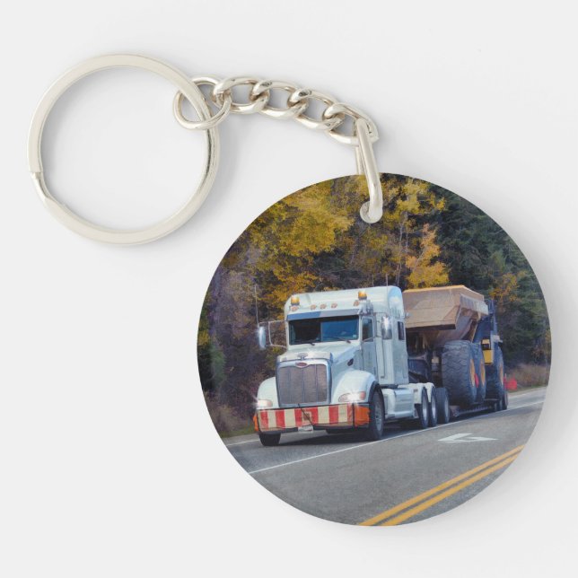Construction Truck Art for Lorry Drivers Key Ring (Front)