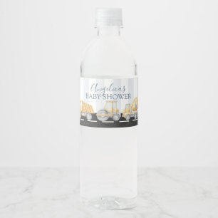 Construction Truck Baby Shower Birthday Water Bott Water Bottle Label