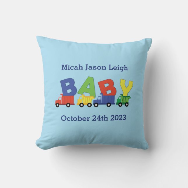 Construction Truck Baby Shower Cushion (Front)