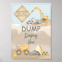Construction Truck Baby Shower Dump Diapers Here