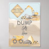 Construction Truck Baby Shower Dump Gifts Here