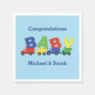 Construction Truck Baby Shower Napkin