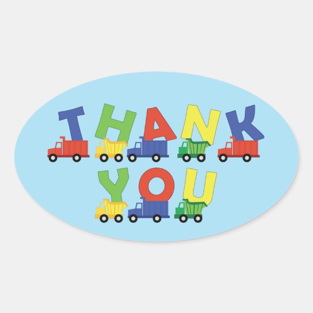 Construction Truck Baby Shower Oval Sticker (Front)