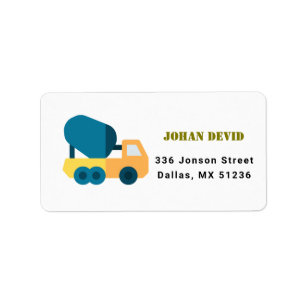 Construction Truck Birthday Address Label
