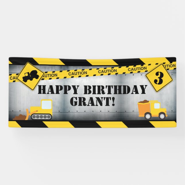 Construction Truck Birthday Banner (Horizontal)
