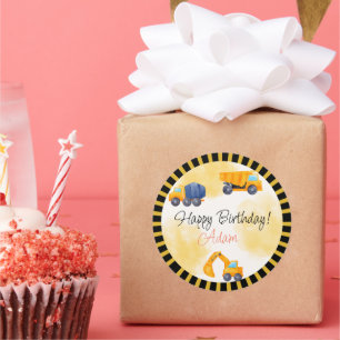 Construction Truck Birthday Classic Round Sticker