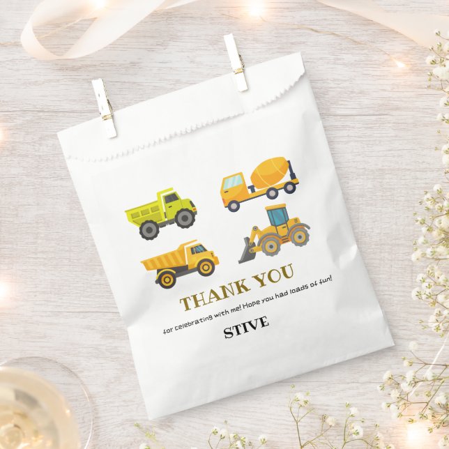 Construction Truck Birthday Favour Bag (Clipped)