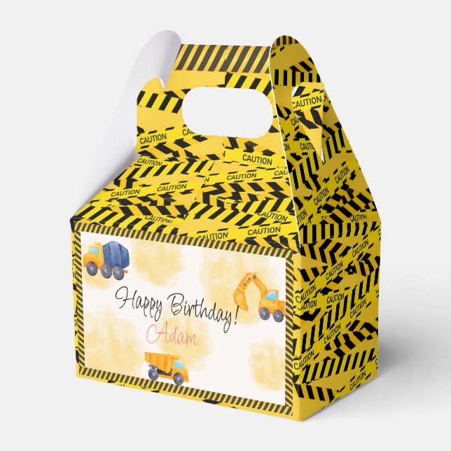 construction truck birthday  favour box (Front Side)