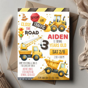Construction Truck Birthday Invitation