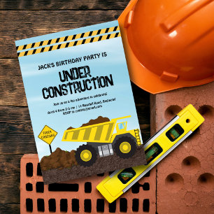 Construction Truck Birthday Invitation