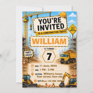 Construction Truck Birthday Invitation   Personali