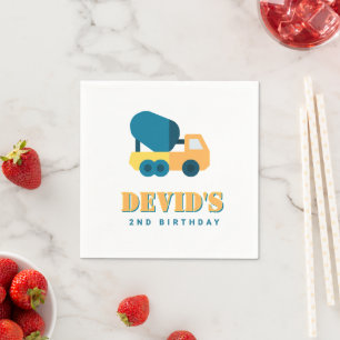 Construction truck Birthday Napkin