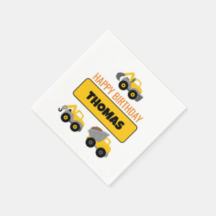Construction Truck Birthday Napkin