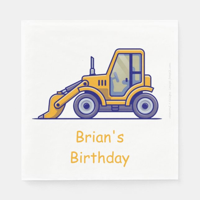 Construction Truck Birthday Napkins (Front)