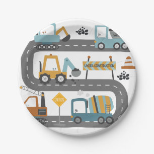 Construction Truck Birthday Paper Plate