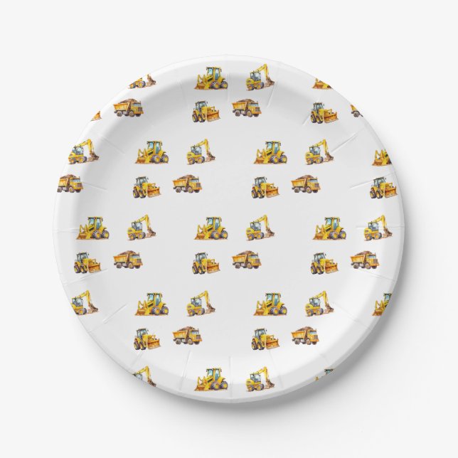 Construction Truck Birthday Paper Plates (Front)