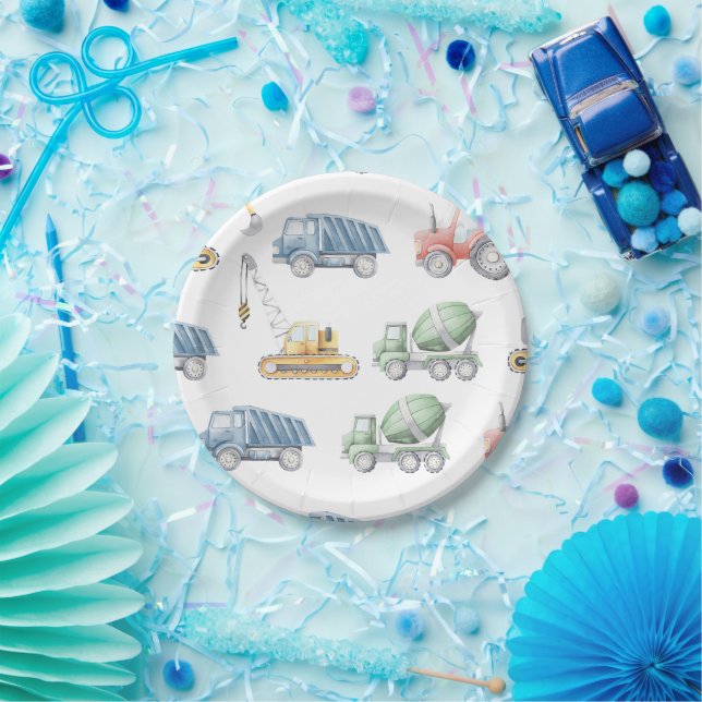 Construction Truck Birthday Paper Plates (Party)