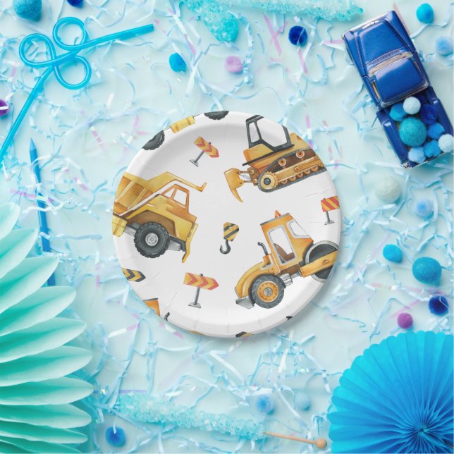 Construction Truck Birthday Paper Plates (Party)