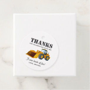Construction Truck Birthday Party Decoration Favour Tags