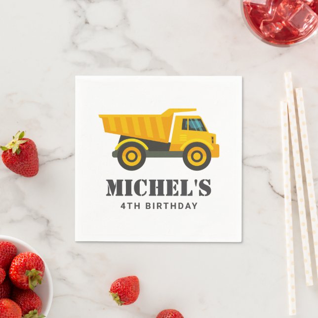 Construction Truck Birthday Party Decoration Napkin (Insitu)