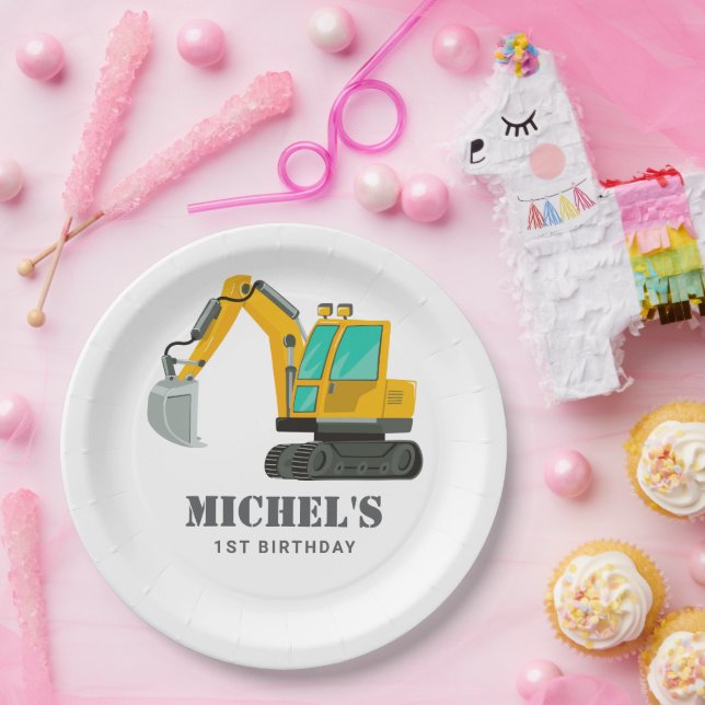 Construction Truck Birthday Party Decoration Paper Plate (Party)