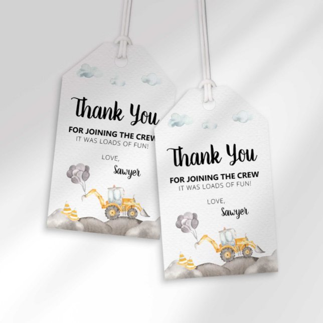 Construction Truck Birthday Party Favour Tag (Creator Uploaded)