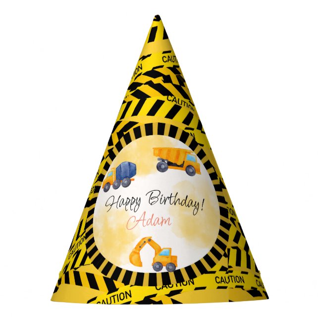 Construction Truck Birthday  Party Hat (Front)