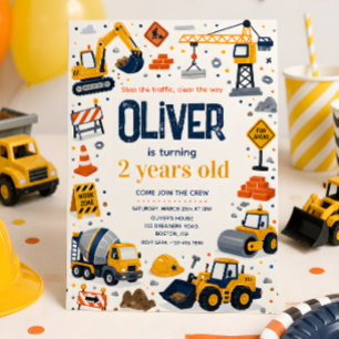 Construction Truck Birthday Party Invitation