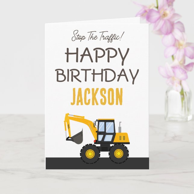 Construction Truck Birthday | Personalized Décor Card (Orchid)
