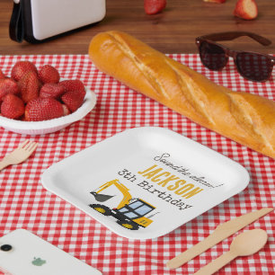Construction Truck Birthday Personalized Décor Paper Plate