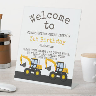 Construction Truck Birthday Personalized Décor Pedestal Sign
