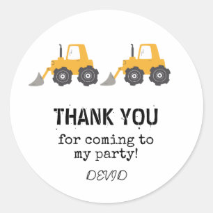 Construction Truck Birthday Round Sticker