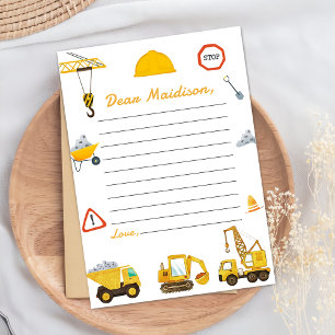 Construction Truck Birthday Time Capsule Note Card
