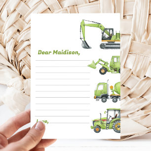 Construction Truck Birthday Time Capsule Note Card