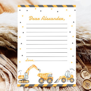 Construction Truck Birthday Time Capsule Note Card