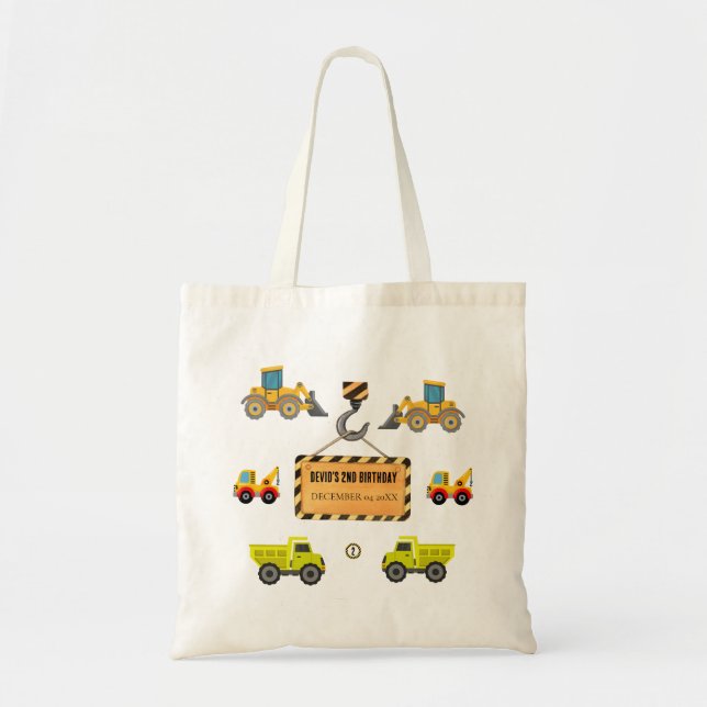 Construction Truck Birthday Tote Bag (Front)