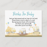 Construction Truck Boy Baby Shower Book Request