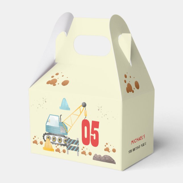 Construction truck boy birthday favour box (Front Side)