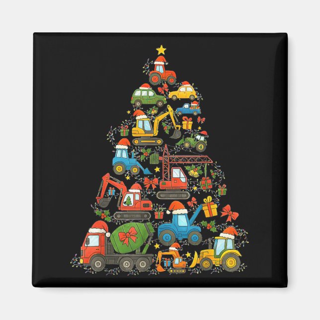 Construction Truck Christmas Tree Christmas Kids B Magnet (Front)