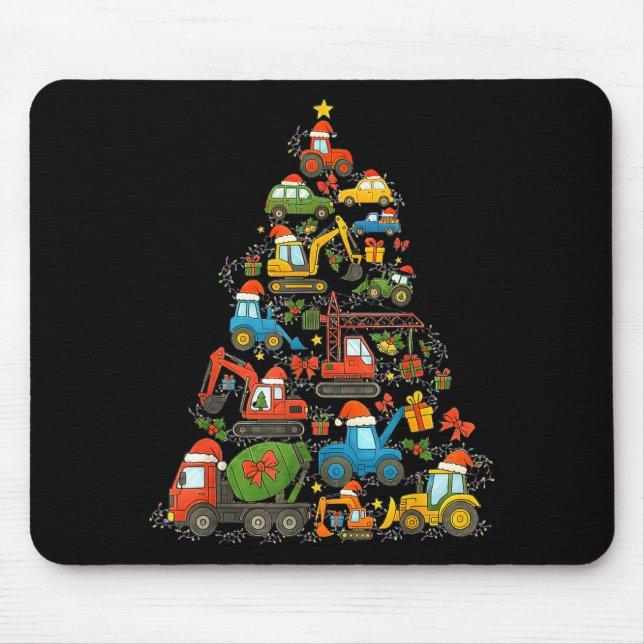 Construction Truck Christmas Tree Christmas Kids B Mouse Mat (Front)