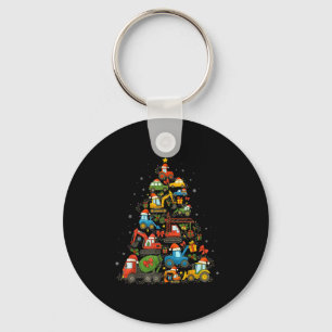 Construction Truck Christmas Tree Funny Xmas Holid Key Ring