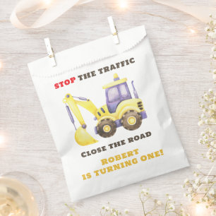 Construction Truck Excavator Birthday Party Favour Bags