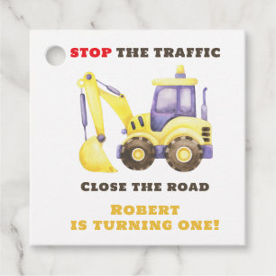 Construction Truck Excavator Birthday Party Favour Tags